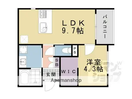 中京区姉小路通堀川東入鍛冶町(1LDK/3階)の間取り写真