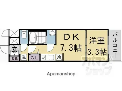 プレサンス十条凜華(1DK/3階)の間取り写真