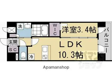 プレサンス十条凜華(1LDK/3階)の間取り写真