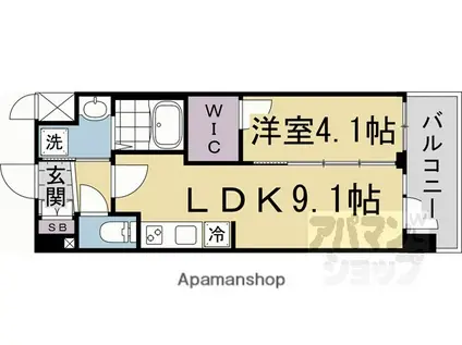 プレサンス十条凜華(1LDK/4階)の間取り写真