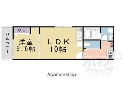 ジーニアススクエア四条高辻(1LDK/4階)の間取り写真