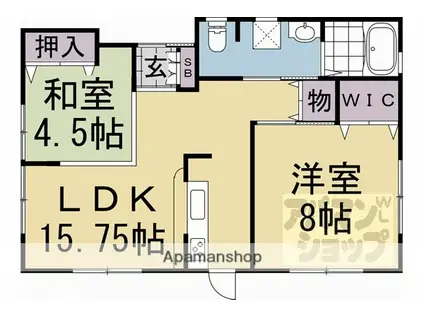 東海道本線 西大路駅 徒歩17分 1階建 築22年(2LDK)の間取り写真