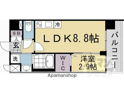 ソルテラス京都JUJO華(1LDK/4階)の間取り写真