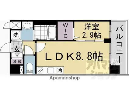 ソルテラス京都JUJO華(1LDK/2階)の間取り写真
