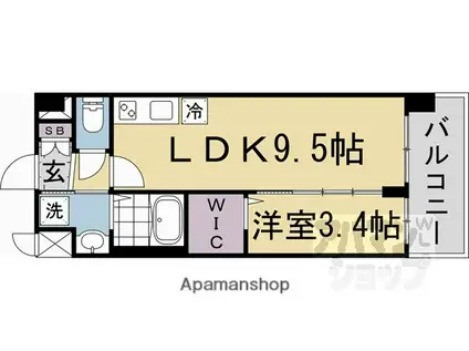 ソルテラス京都JUJO華(1LDK/2階)の間取り写真