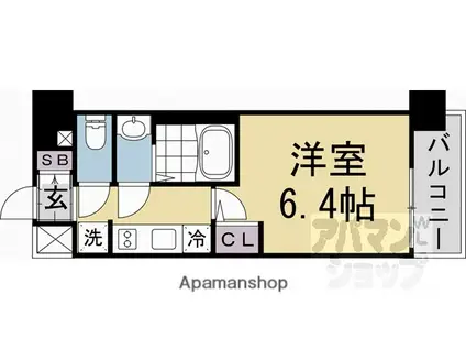 東海道本線 西大路駅 徒歩10分 10階建 新築(1K/9階)の間取り写真