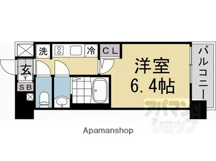 東海道本線 西大路駅 徒歩10分 10階建 新築(1K/9階)の間取り写真