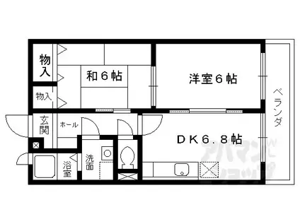 オーク鶏冠井(2DK/1階)の間取り写真