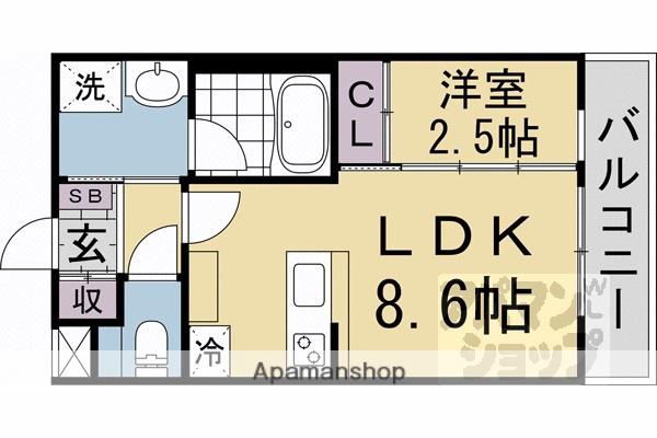 ESTRUTHKYOTO2(1LDK/4階)の間取り写真