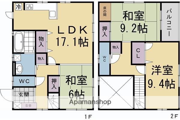 東海道本線 京都駅 徒歩13分 2階建 築16年(3LDK)の間取り写真