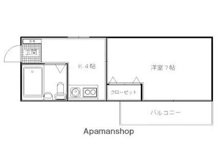 メゾンド・セルリアン(1K/2階)の間取り写真