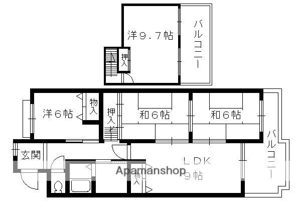 乾マンション(4LDK/4階)の間取り写真