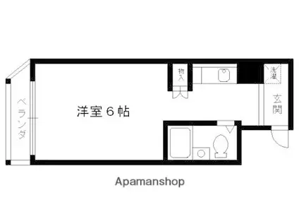 ウエストコートI(ワンルーム/2階)の間取り写真