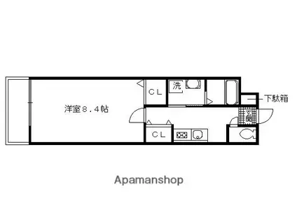 ブランドールO&T(1K/1階)の間取り写真