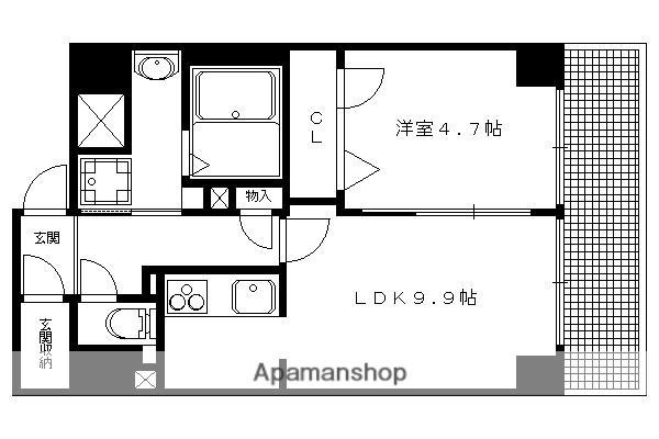 都壱番館 三条堀川(1LDK/9階)の間取り写真