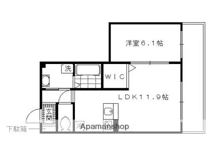 鳥羽リョウコウ(1LDK/3階)の間取り写真