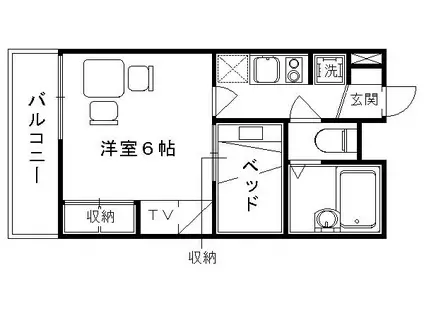 レオパレスPOLESTARⅢ(1K/1階)の間取り写真