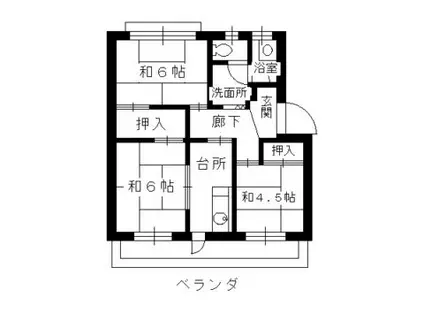 コーポ中臣(3K/4階)の間取り写真