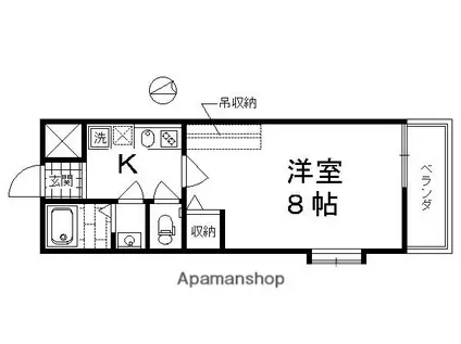 フラッティ唐橋(1K/1階)の間取り写真