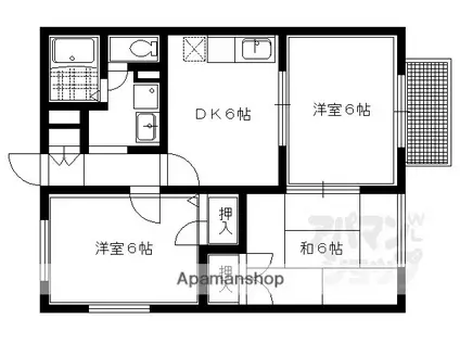 カーサビアーレ(3DK/1階)の間取り写真