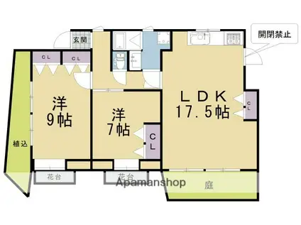 フィールダボーン(2LDK/1階)の間取り写真