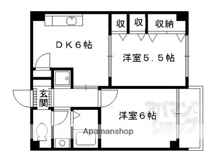セントアミュー(2DK/4階)の間取り写真