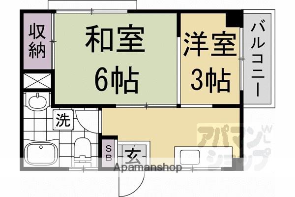 櫛笥マンション(1K/4階)の間取り写真