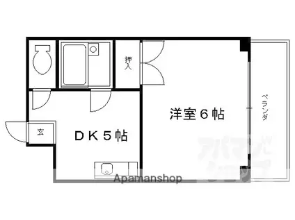 ルシェール西院(1DK/3階)の間取り写真