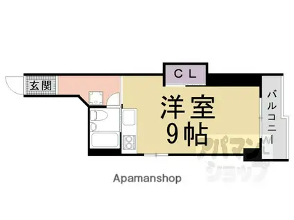 パレス松原(ワンルーム/3階)の間取り写真