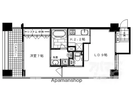 リーガル京都四条河原町通II(1LDK/6階)の間取り写真