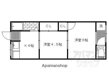 ハイツ白龍(2DK/1階)の間取り写真