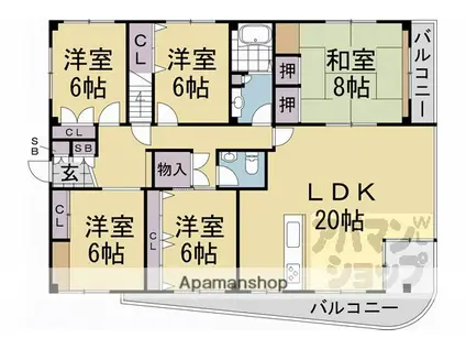 メゾン唐橋(5LDK/4階)の間取り写真