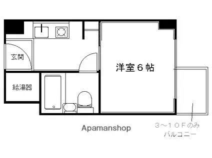 コスモリード京都今出川(1K/6階)の間取り写真