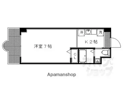 リバーロードタカノ(1K/3階)の間取り写真