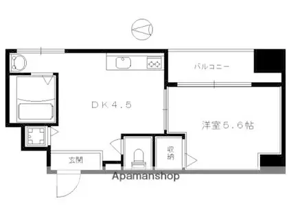 プロスペクト河原町五条(1DK/10階)の間取り写真
