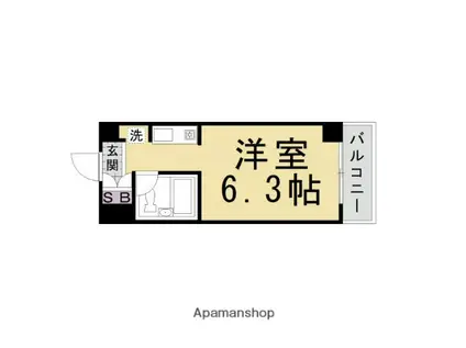 ウエストアベニュー(1K/2階)の間取り写真