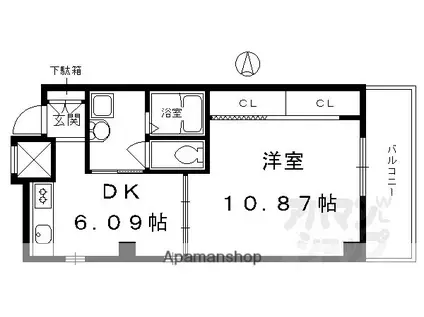 メディナ烏丸御池(1DK/5階)の間取り写真