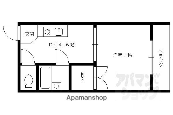 エスポワール朱雀(1DK/4階)の間取り写真