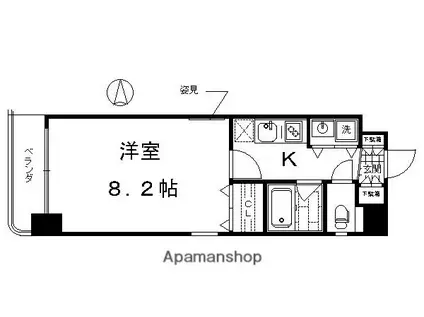 マジェスティ(1K/8階)の間取り写真