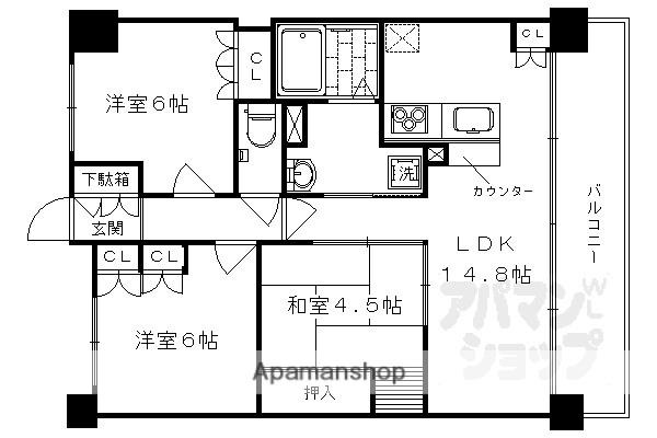 アトレ西院エルステージ(3LDK/3階)の間取り写真