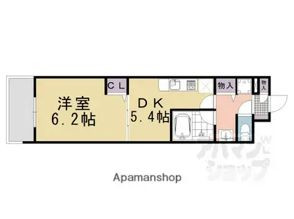 ベラジオ四条烏丸II(1DK/7階)の間取り写真