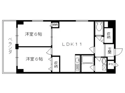 グランベール西七条(2LDK/4階)の間取り写真