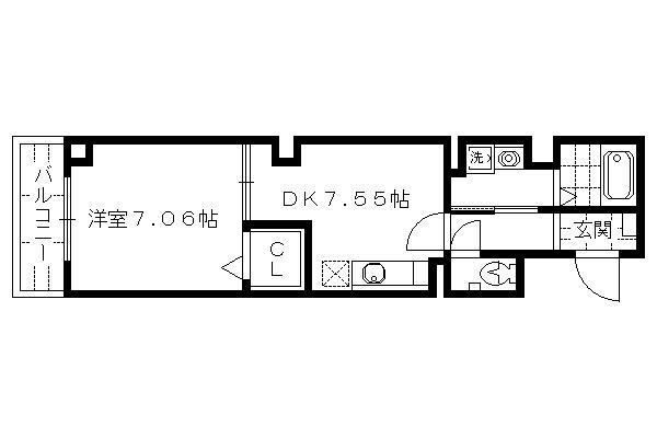 LA・KIYAMIYASSO(1DK/1階)の間取り写真