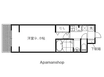 KCCフラット鞍馬口(1K/1階)の間取り写真