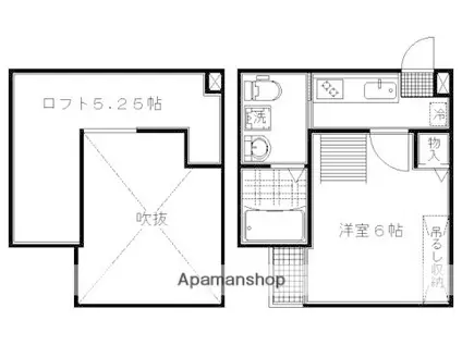 ロフティ大北小路(1K/2階)の間取り写真