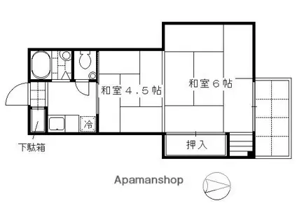 華頂マンション(2K/3階)の間取り写真