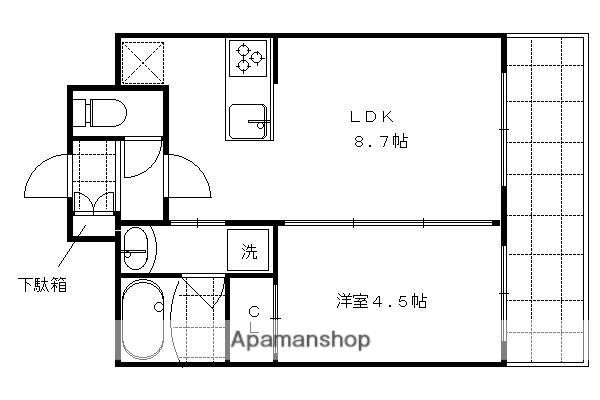 ベラジオ西陣聚楽Ⅱ(1LDK/4階)の間取り写真
