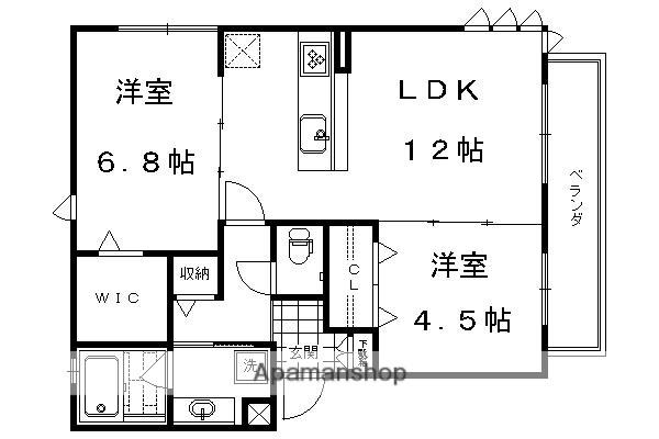 大喜清明館一号館・二号館(2LDK/1階)の間取り写真