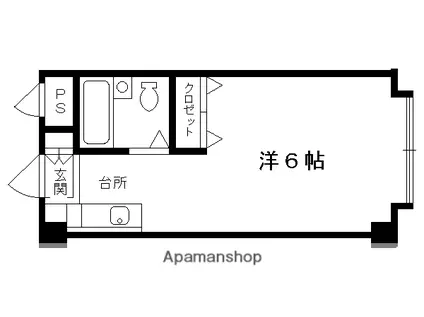 カサデソーラ白川(1K/2階)の間取り写真