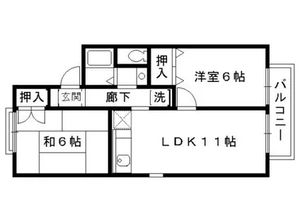 セジュール久宝寺(2LDK/1階)の間取り写真
